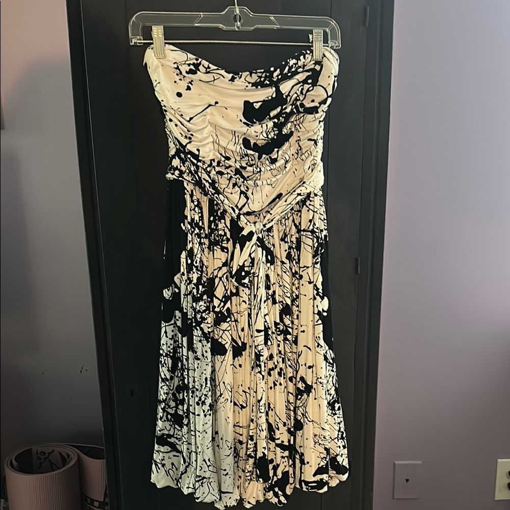 Plenty by Tracy Reese Black and Cream Strapless Sundress